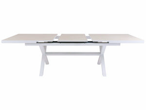 FurnitureOkay Marina-Mosman 11-Piece Ceramic Outdoor Extendable Dining Setting — White