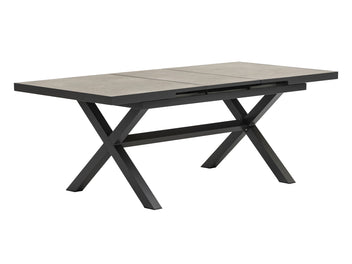 FurnitureOkay Marina-Mosman 9-Piece Ceramic Outdoor Extendable Dining Setting — Charcoal