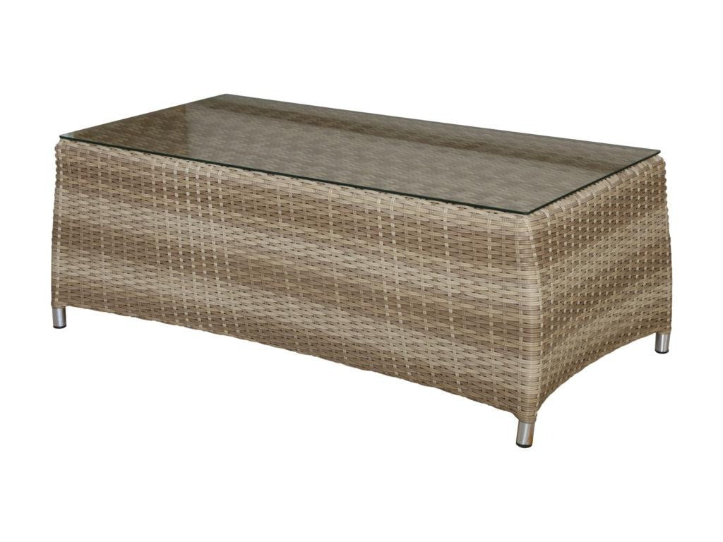 FurnitureOkay Miami Wicker Outdoor Coffee Table — Sandstone