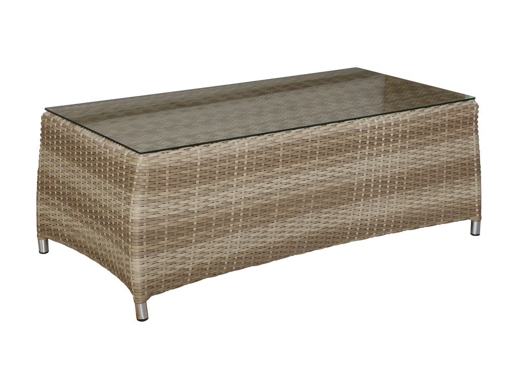 FurnitureOkay Miami Wicker Outdoor Coffee Table — Sandstone