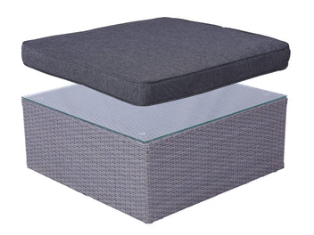 FurnitureOkay Mornington Wicker Outdoor Ottoman/Coffee Table — Grey