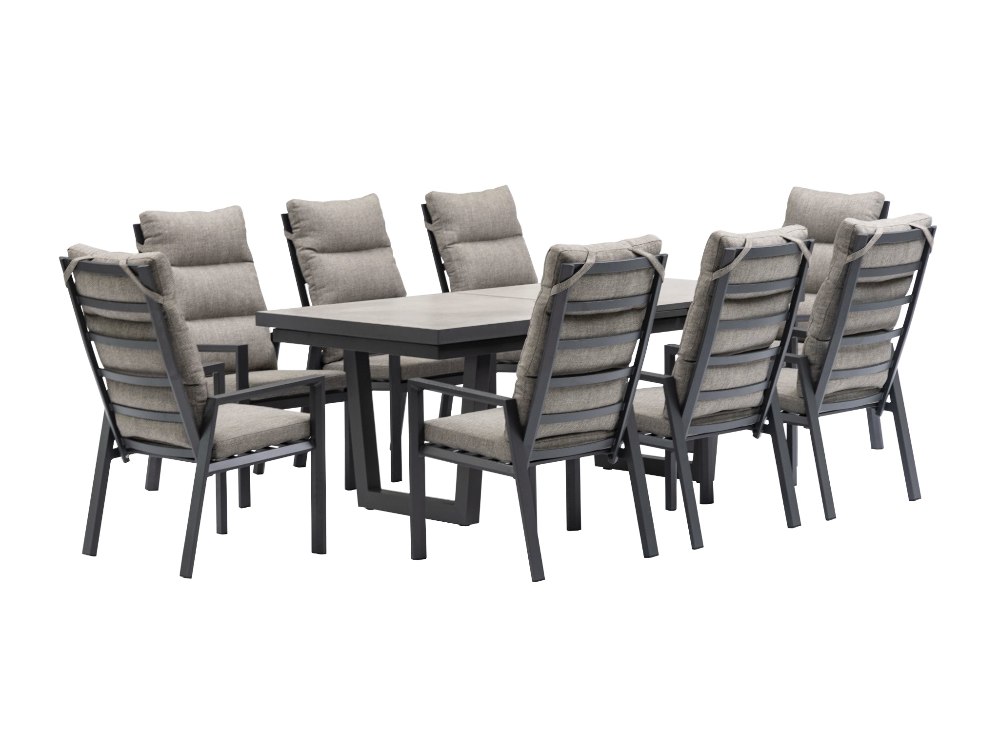 FurnitureOkay Mosman 11-Piece Ceramic Outdoor Extendable Dining Setting — Charcoal