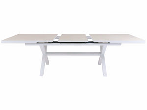 FurnitureOkay Mosman 11-Piece Ceramic Outdoor Extendable Dining Setting — White