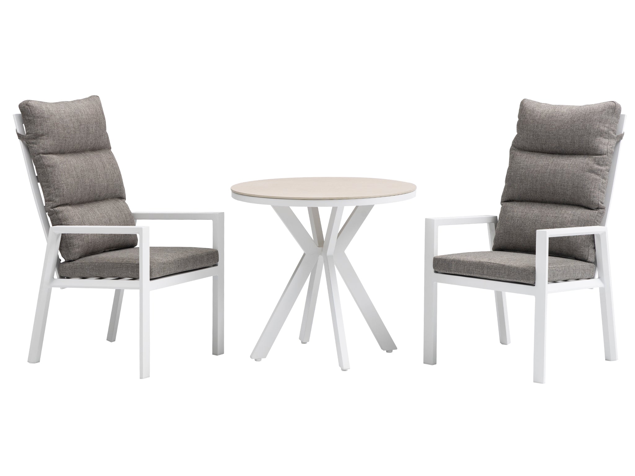 FurnitureOkay Mosman-Capri 3-Piece Sintered Stone Outdoor Dining Setting — White