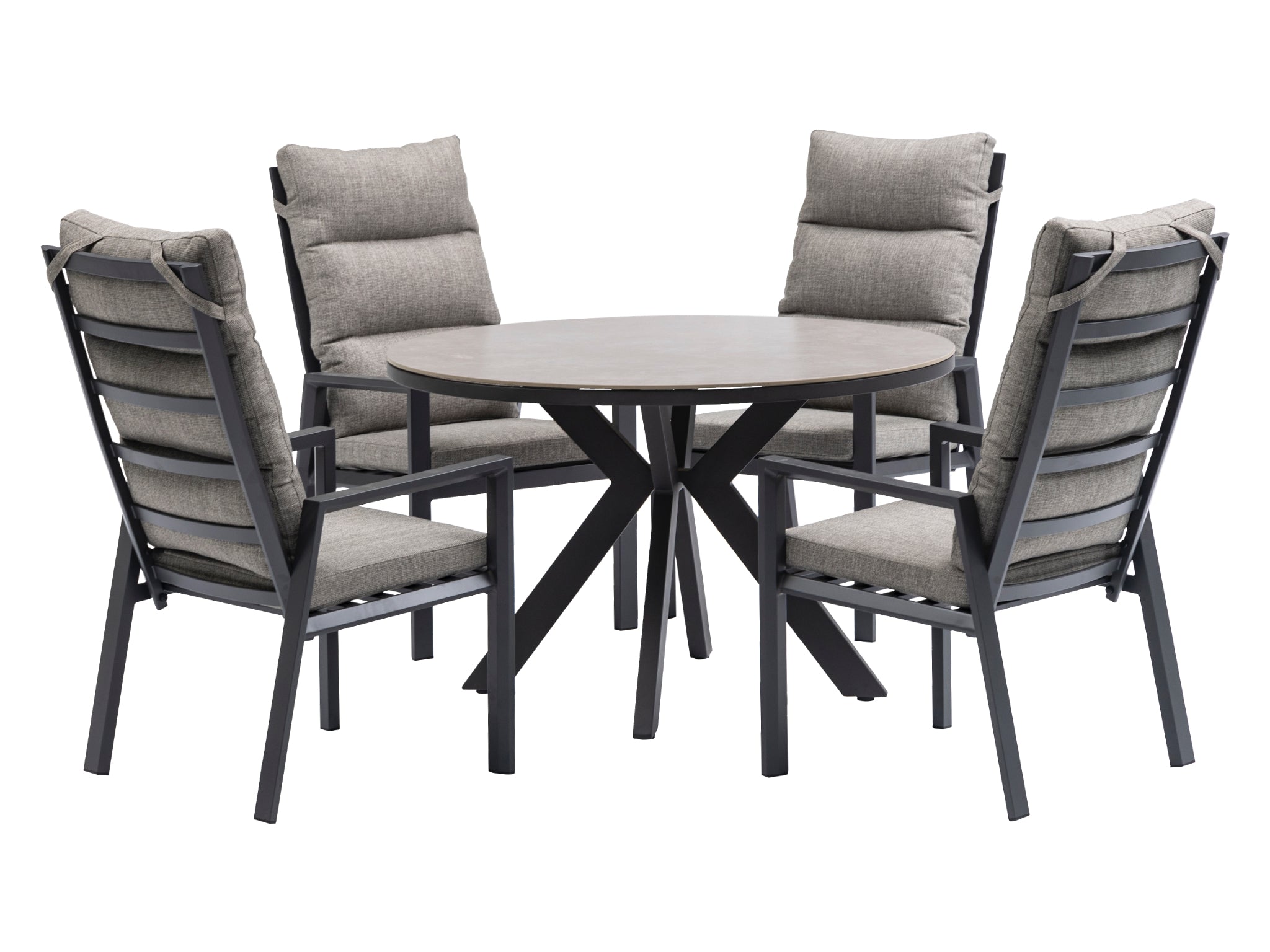 FurnitureOkay Mosman-Capri 5-Piece Sintered Stone Outdoor Dining Setting — Charcoal
