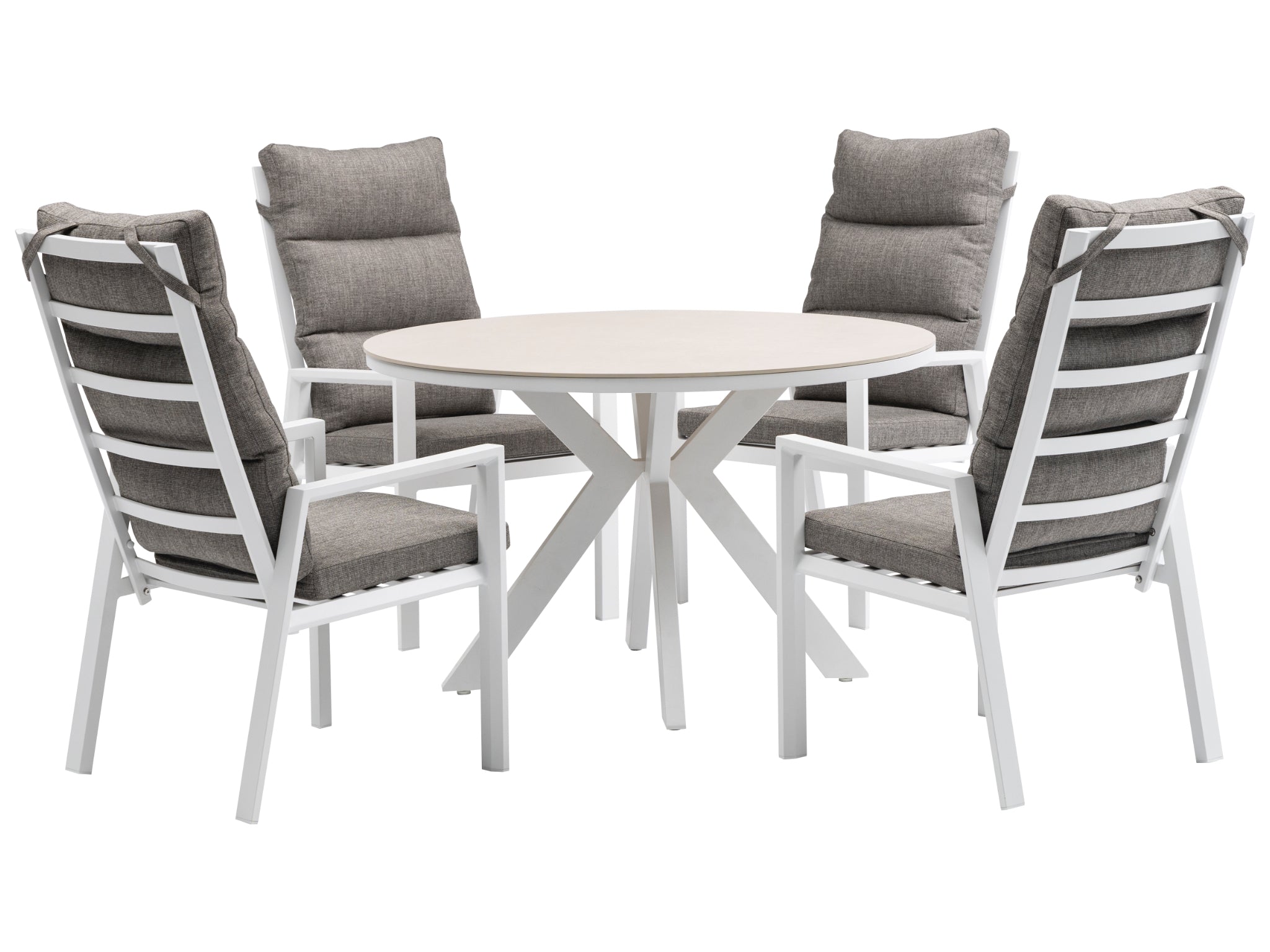 FurnitureOkay Mosman-Capri 5-Piece Sintered Stone Outdoor Dining Setting — White