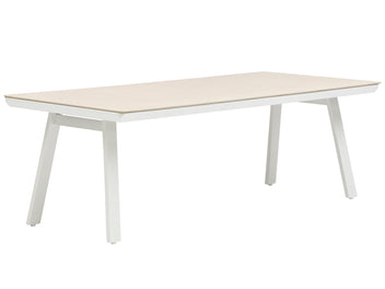 FurnitureOkay Mosman-Capri 9-Piece Sintered Stone Outdoor Dining Setting — White