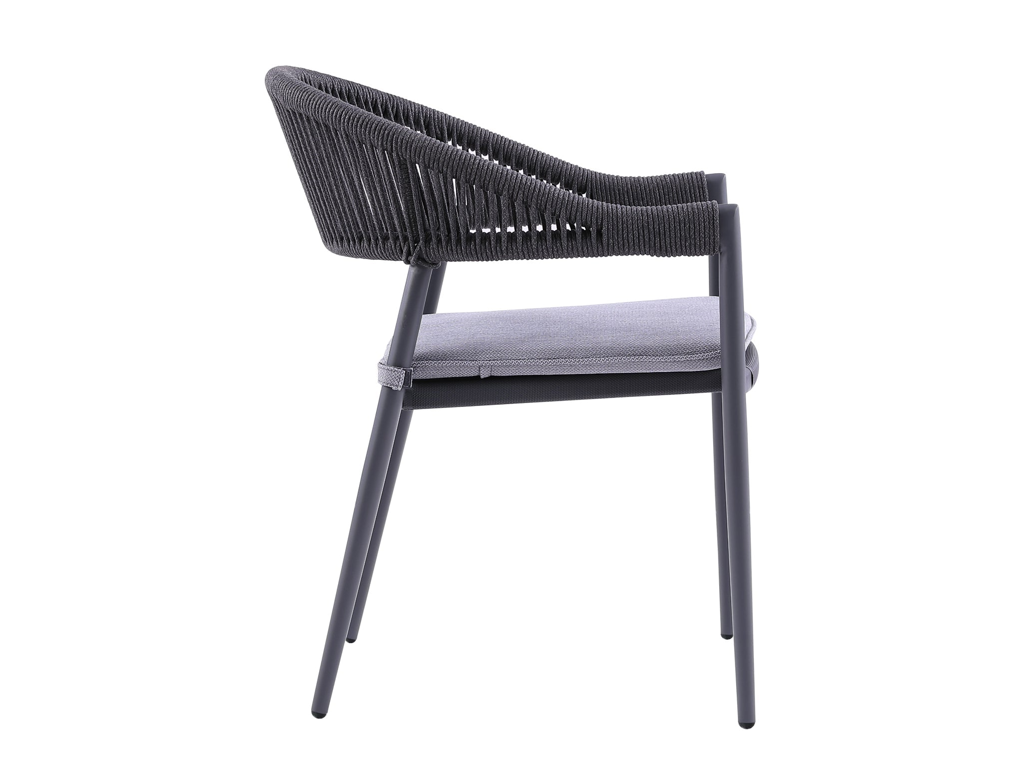 FurnitureOkay Nice Rope Outdoor Dining Chair — Charcoal