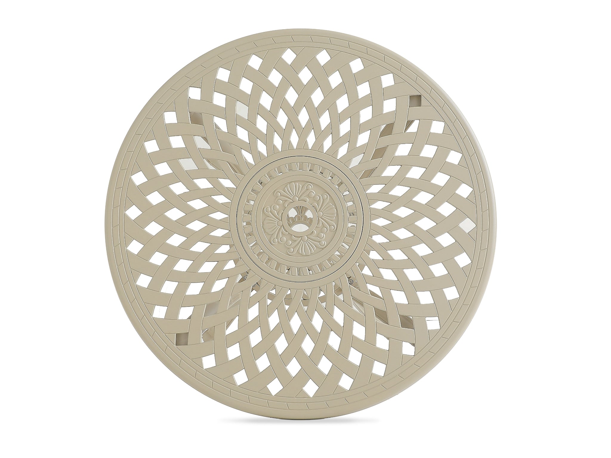 FurnitureOkay Orlando Cast Aluminium Outdoor Dining Table (78cm Round) — Sandstone