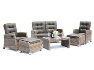 FurnitureOkay Positano 6-Piece Wicker Outdoor Recliner Lounge Setting