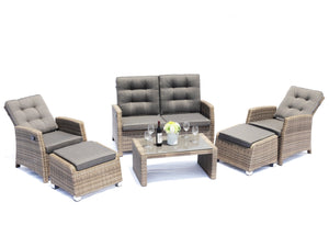 FurnitureOkay Positano 6-Piece Wicker Outdoor Recliner Lounge Setting