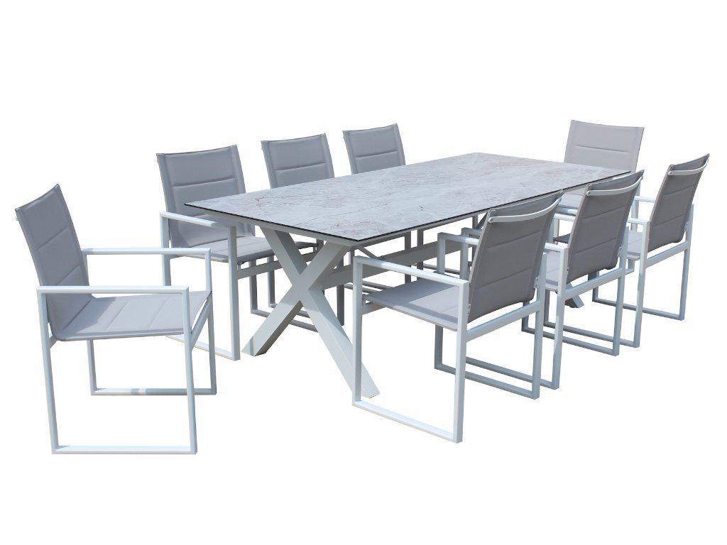 FurnitureOkay Redcliffe 9-Piece Aluminium Outdoor Dining Setting