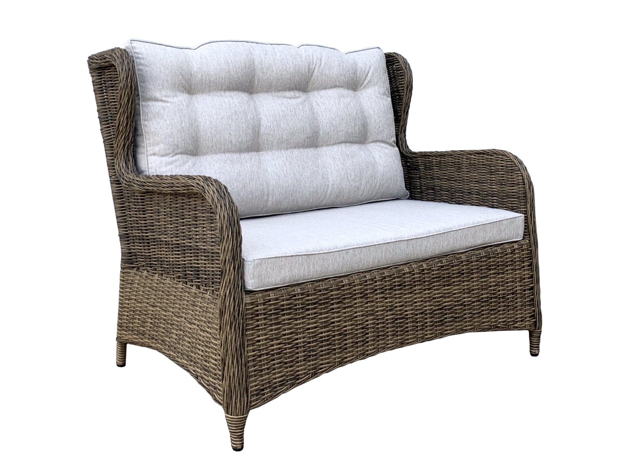 FurnitureOkay Rosebud 4-Piece Wicker Outdoor Lounge Setting — Brown