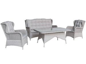 FurnitureOkay Rosebud 4-Piece Wicker Outdoor Lounge Setting — White Shell