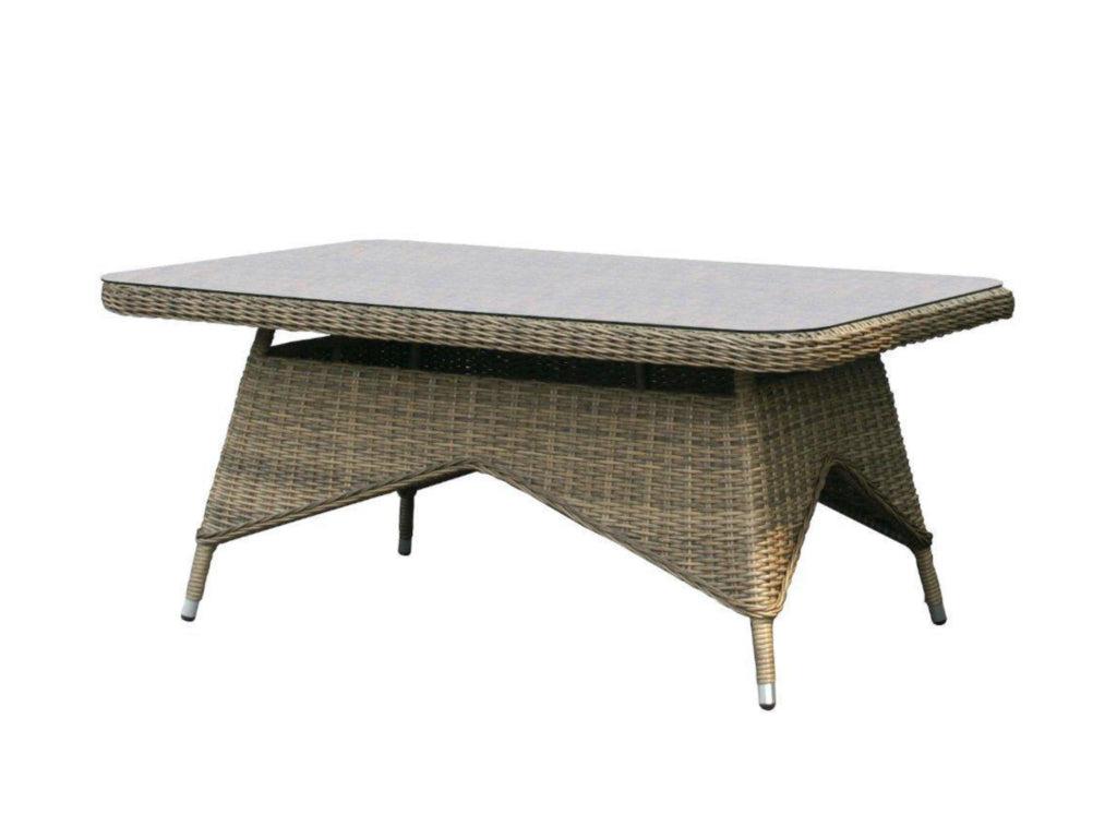 FurnitureOkay Rosebud Wicker Outdoor Low Dining Table — Brown