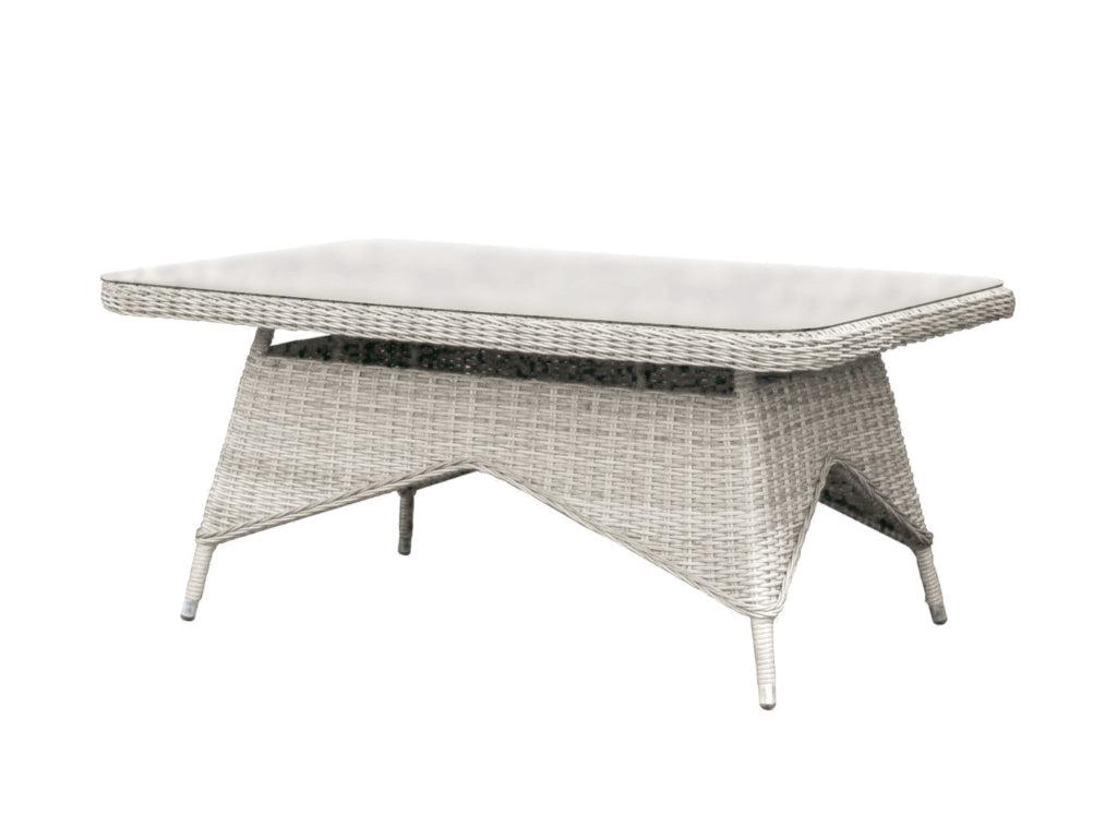 FurnitureOkay Rosebud Wicker Outdoor Low Dining Table — White Shell