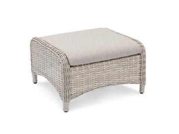 FurnitureOkay Rosebud Wicker Outdoor Ottoman — White Shell
