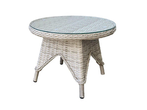 FurnitureOkay Rosebud Wicker Outdoor Side Table — White Shell