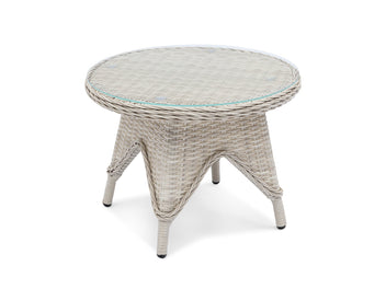 FurnitureOkay Rosebud Wicker Outdoor Side Table — White Shell