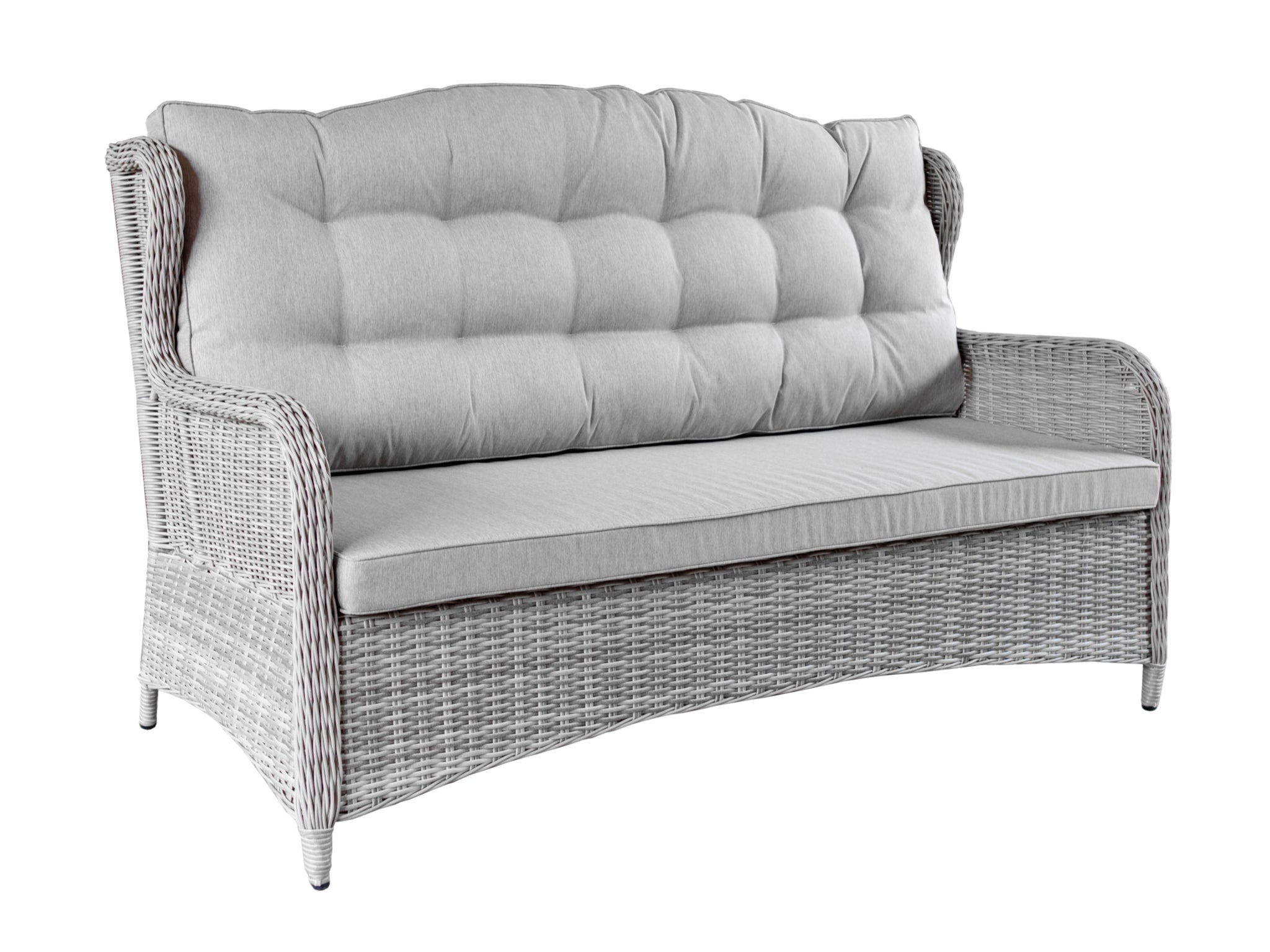 FurnitureOkay Rosebud Wicker Outdoor Sofa (3-Seater) — White Shell