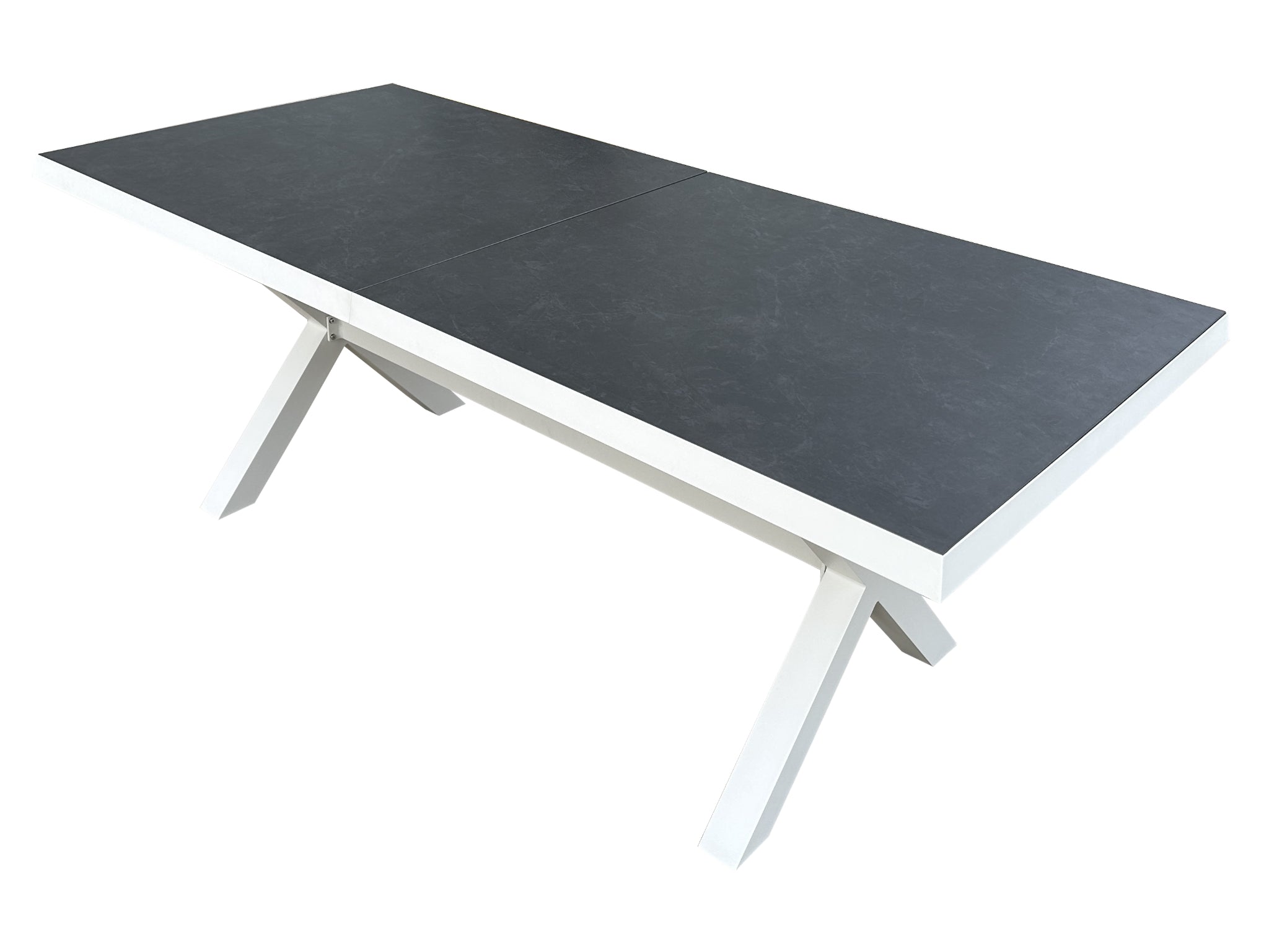 FurnitureOkay Sintered Stone Outdoor Extendable Dining Table (200-260x95cm) — White