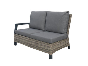 FurnitureOkay Sorrento 5-Piece Wicker Outdoor Modular Lounge Setting — Soft Taupe