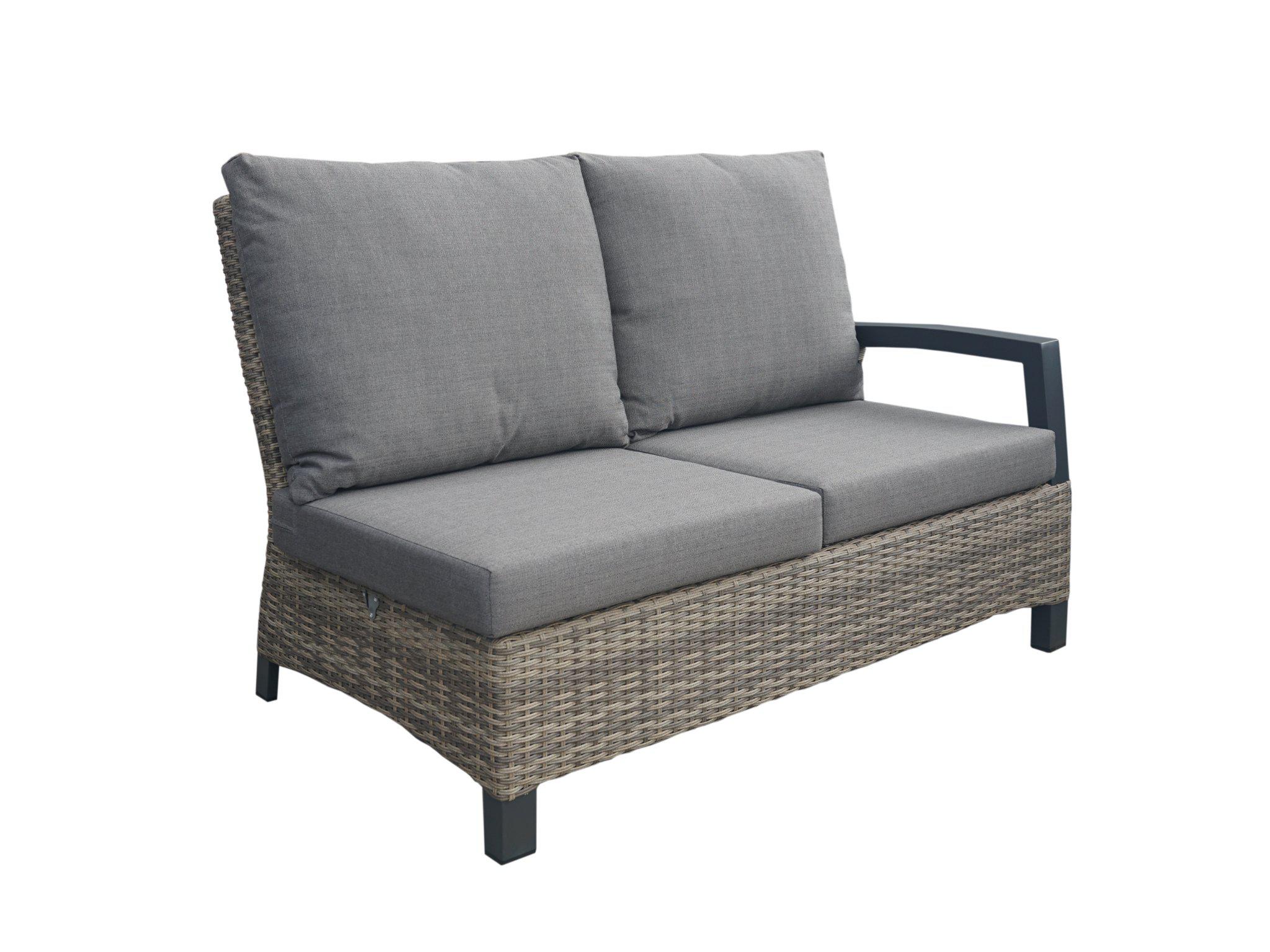 FurnitureOkay Sorrento 5-Piece Wicker Outdoor Modular Lounge Setting — Soft Taupe