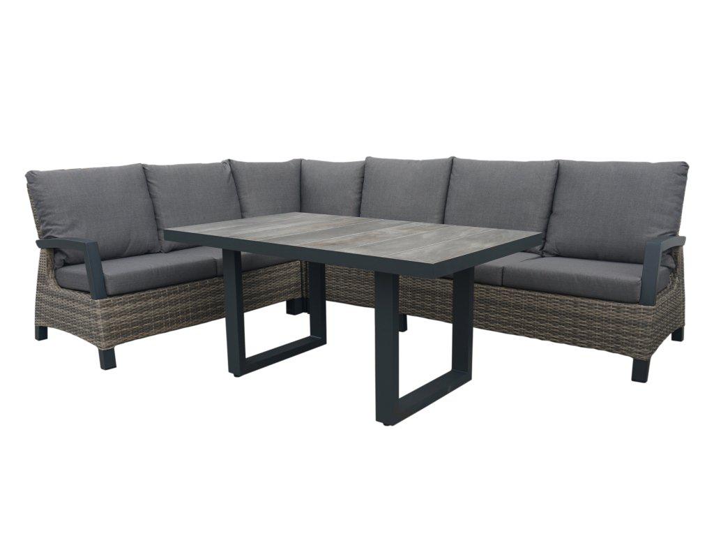 FurnitureOkay Sorrento 5-Piece Wicker Outdoor Modular Lounge Setting — Soft Taupe