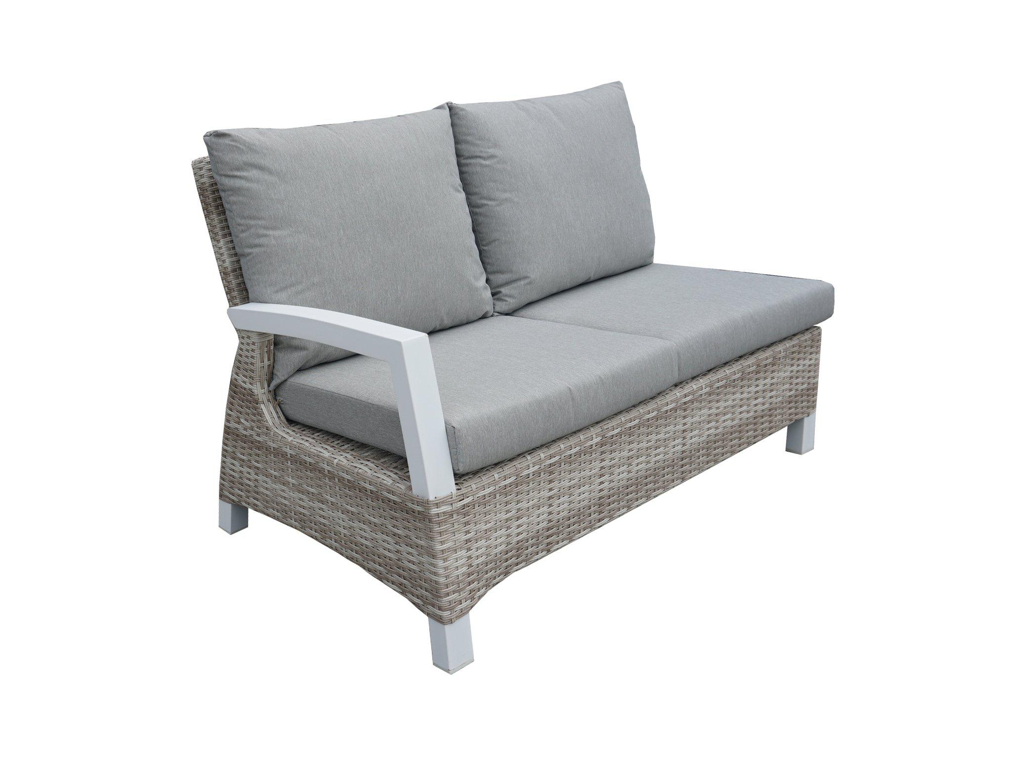 FurnitureOkay Sorrento 5-Piece Wicker Outdoor Modular Lounge Setting — White Shell