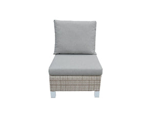 FurnitureOkay Sorrento 5-Piece Wicker Outdoor Modular Lounge Setting — White Shell