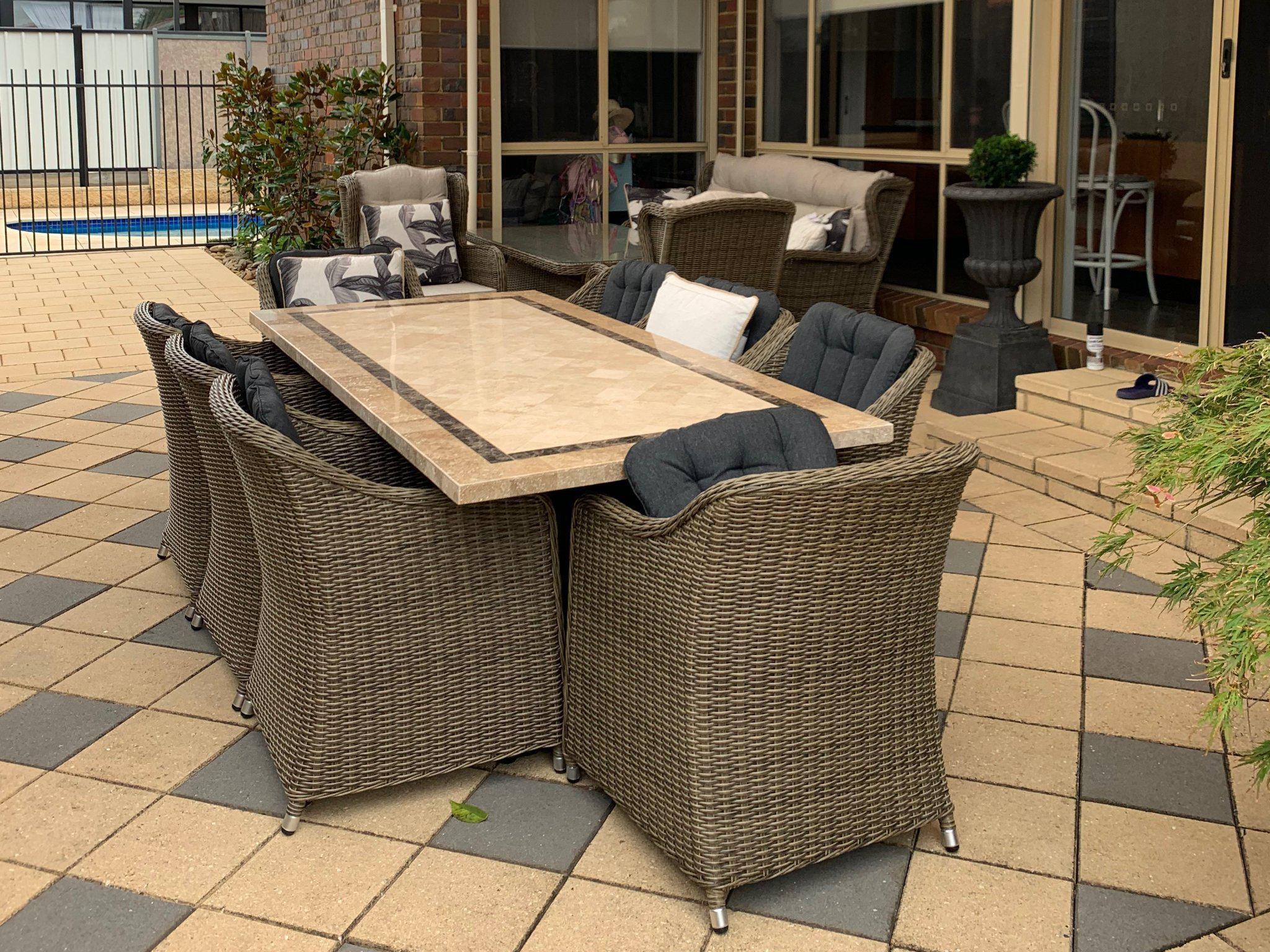 FurnitureOkay Stone Outdoor Dining Table (210x100cm)