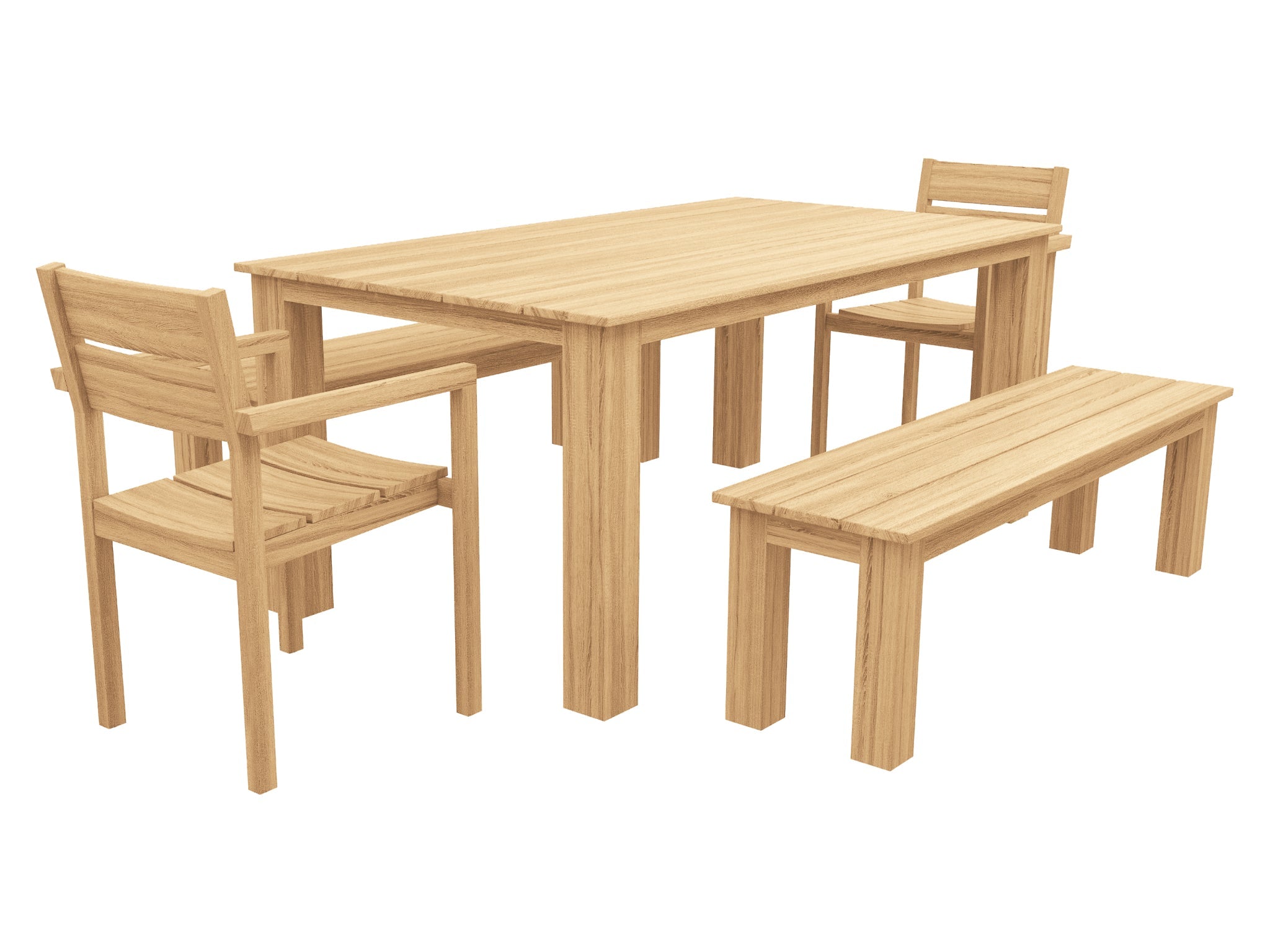 FurnitureOkay Tulsa 5-Piece Teak Outdoor Dining Setting (6-Seater)