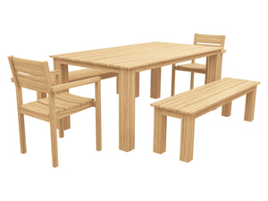 FurnitureOkay Tulsa 5-Piece Teak Outdoor Dining Setting (6-Seater)