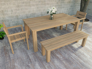 FurnitureOkay Tulsa 5-Piece Teak Outdoor Dining Setting (6-Seater)