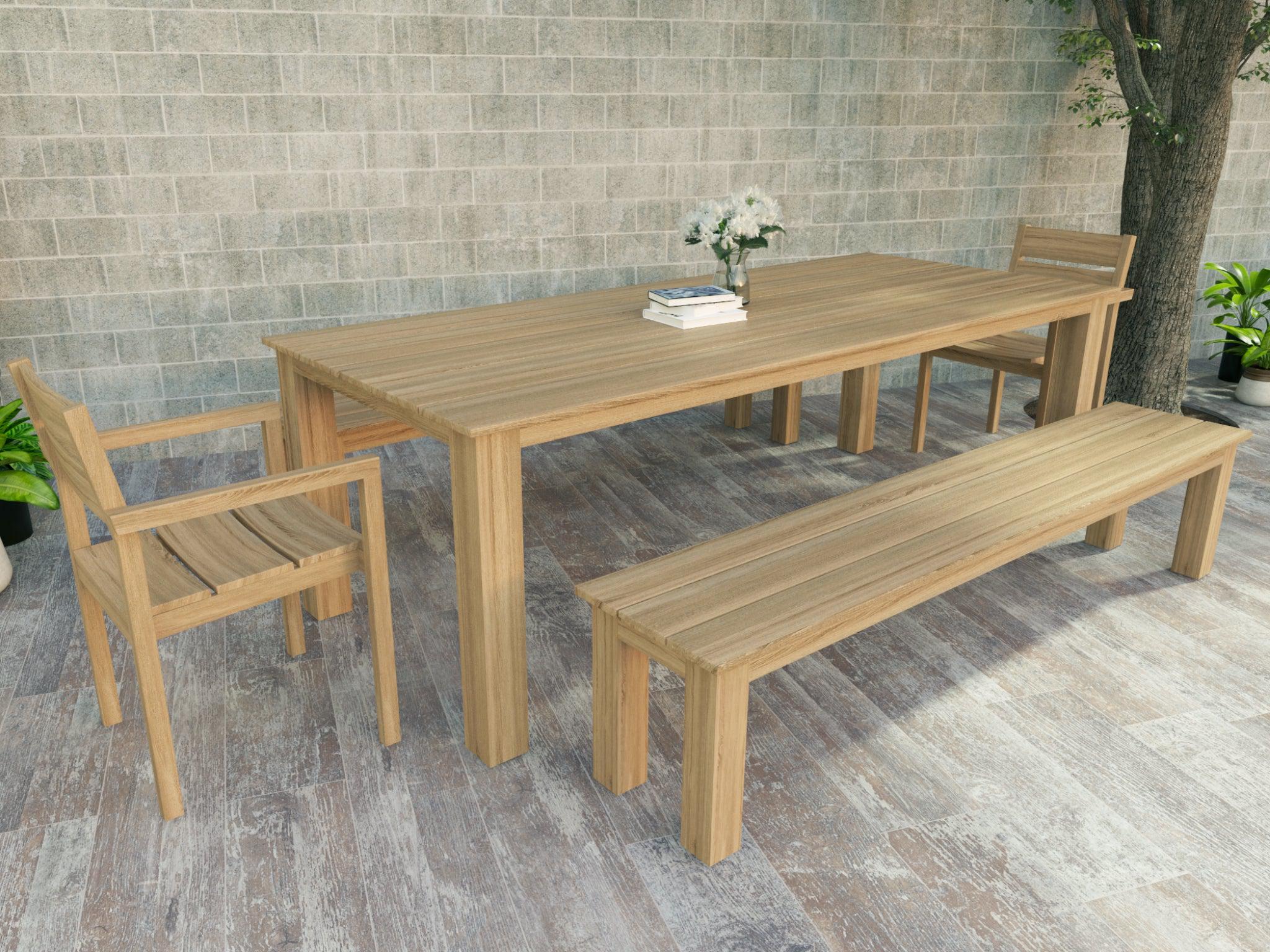 FurnitureOkay Tulsa 5-Piece Teak Outdoor Dining Setting (8-Seater)