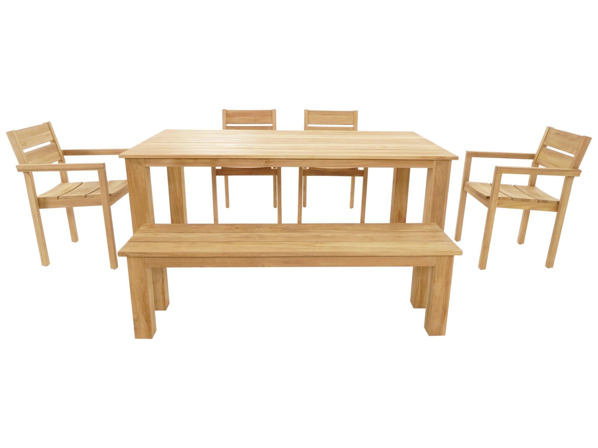 FurnitureOkay Tulsa 6-Piece Teak Outdoor Dining Setting (6-Seater)