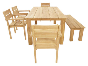 FurnitureOkay Tulsa 6-Piece Teak Outdoor Dining Setting (6-Seater)