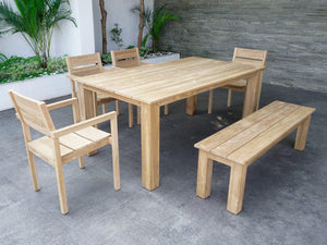 FurnitureOkay Tulsa 6-Piece Teak Outdoor Dining Setting (6-Seater)