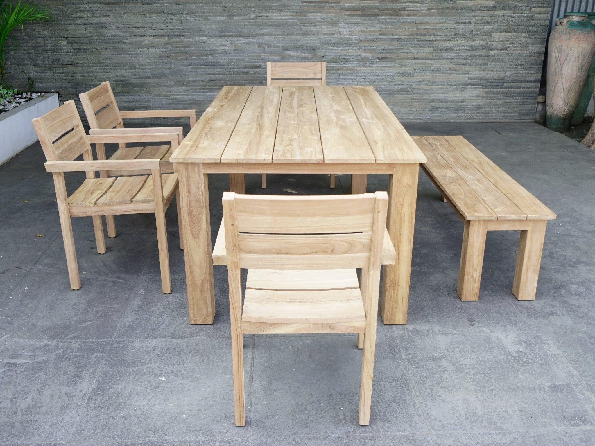 FurnitureOkay Tulsa 6-Piece Teak Outdoor Dining Setting (6-Seater)