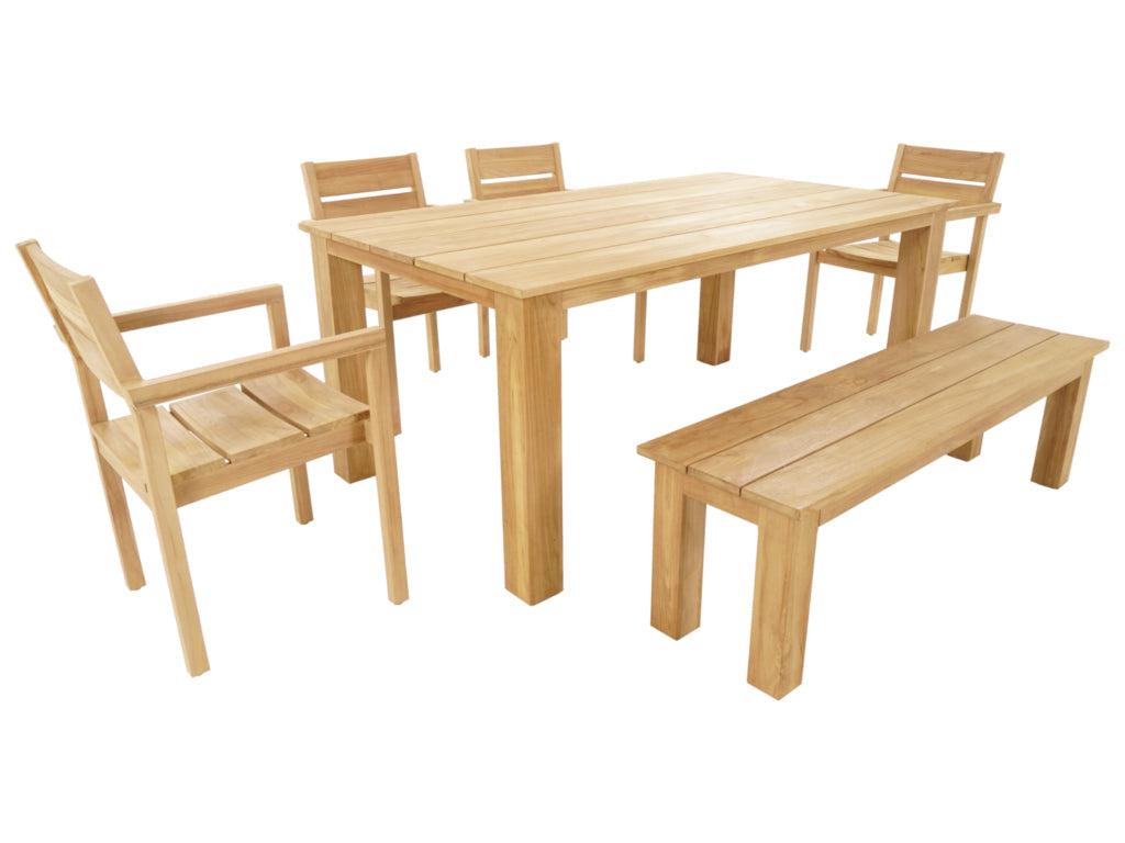 FurnitureOkay Tulsa 6-Piece Teak Outdoor Dining Setting (6-Seater)