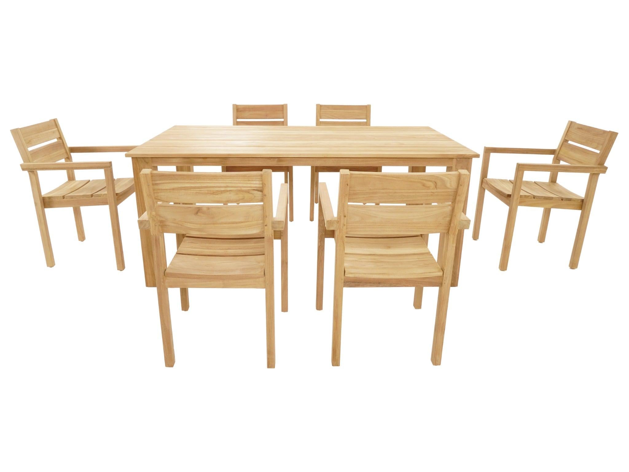 FurnitureOkay Tulsa 7-Piece Teak Outdoor Dining Setting