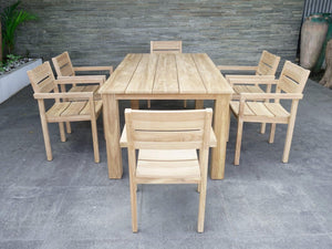 FurnitureOkay Tulsa 7-Piece Teak Outdoor Dining Setting