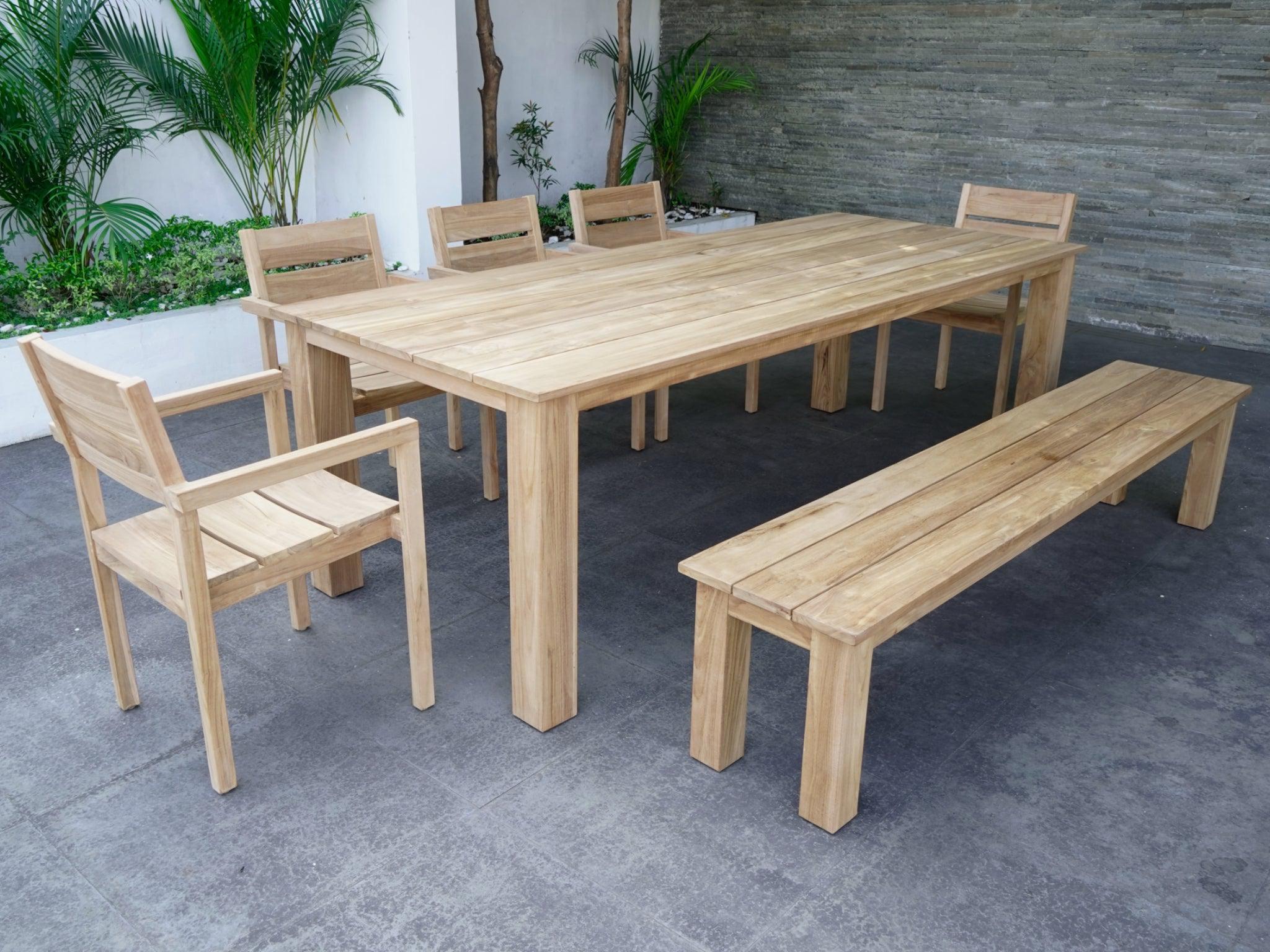 FurnitureOkay Tulsa 7-Piece Teak Outdoor Dining Setting (8-Seater)