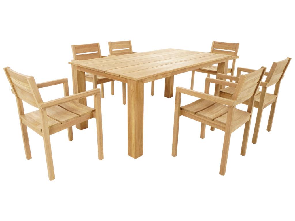 FurnitureOkay Tulsa 7-Piece Teak Outdoor Dining Setting