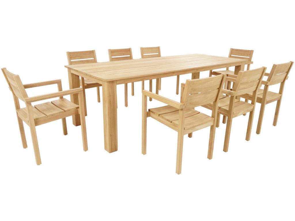 FurnitureOkay Tulsa 9-Piece Teak Outdoor Dining Setting