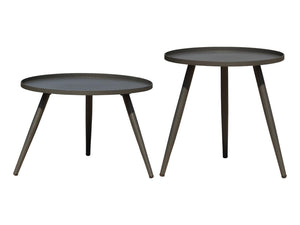 FurnitureOkay Yea Steel Outdoor Side Table Set — Charcoal