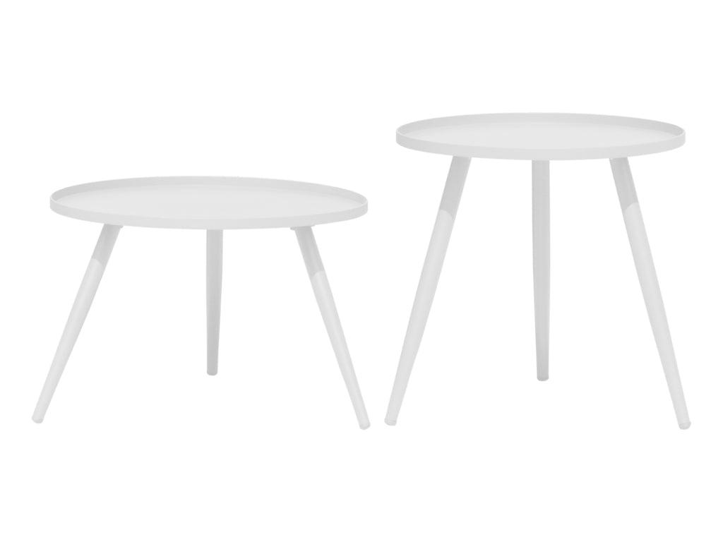 FurnitureOkay Yea Steel Outdoor Side Table Set — White