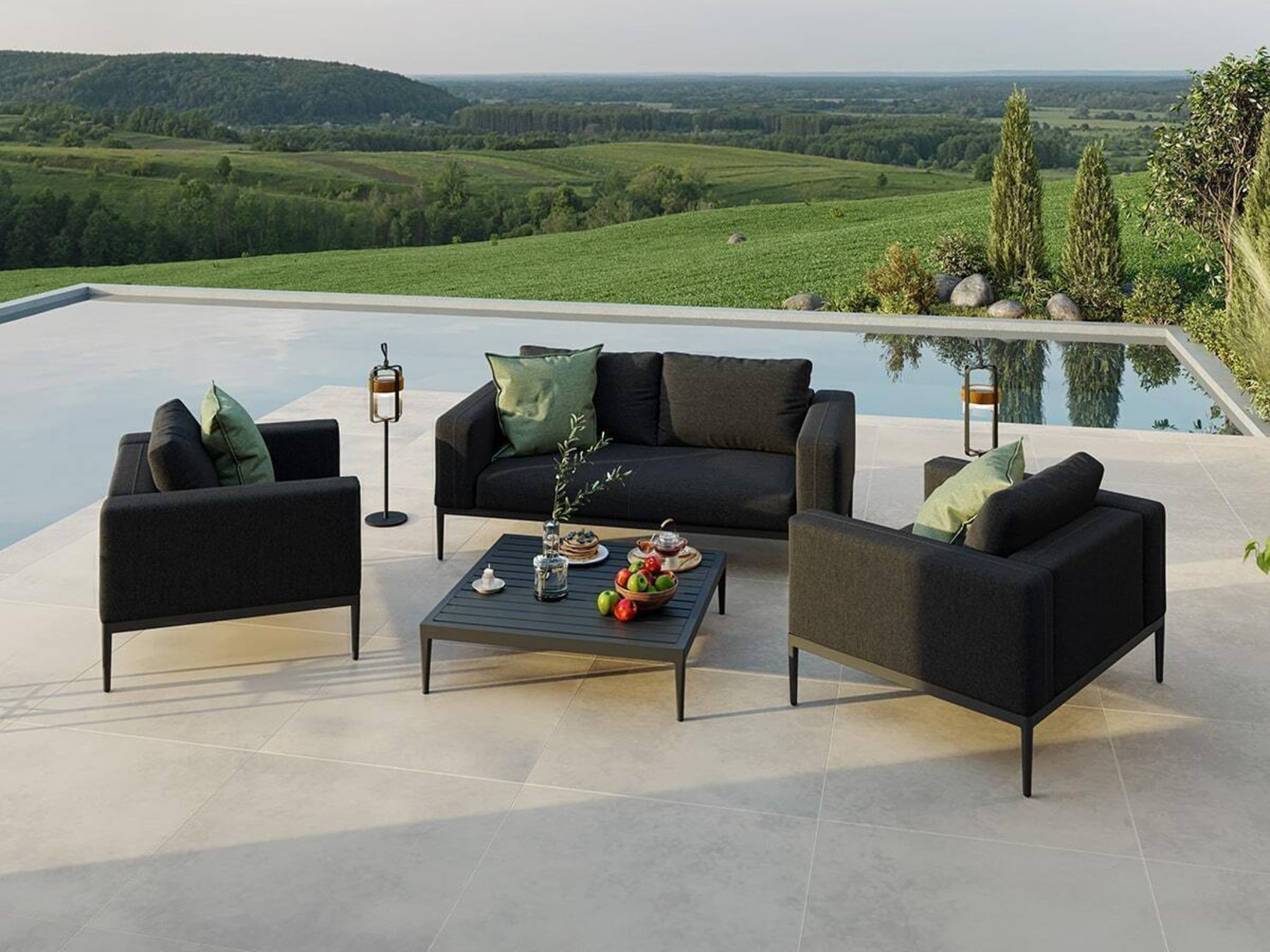 SIMPO Eve 4-Piece Outdoor Lounge Setting (2-Seater) — Charcoal