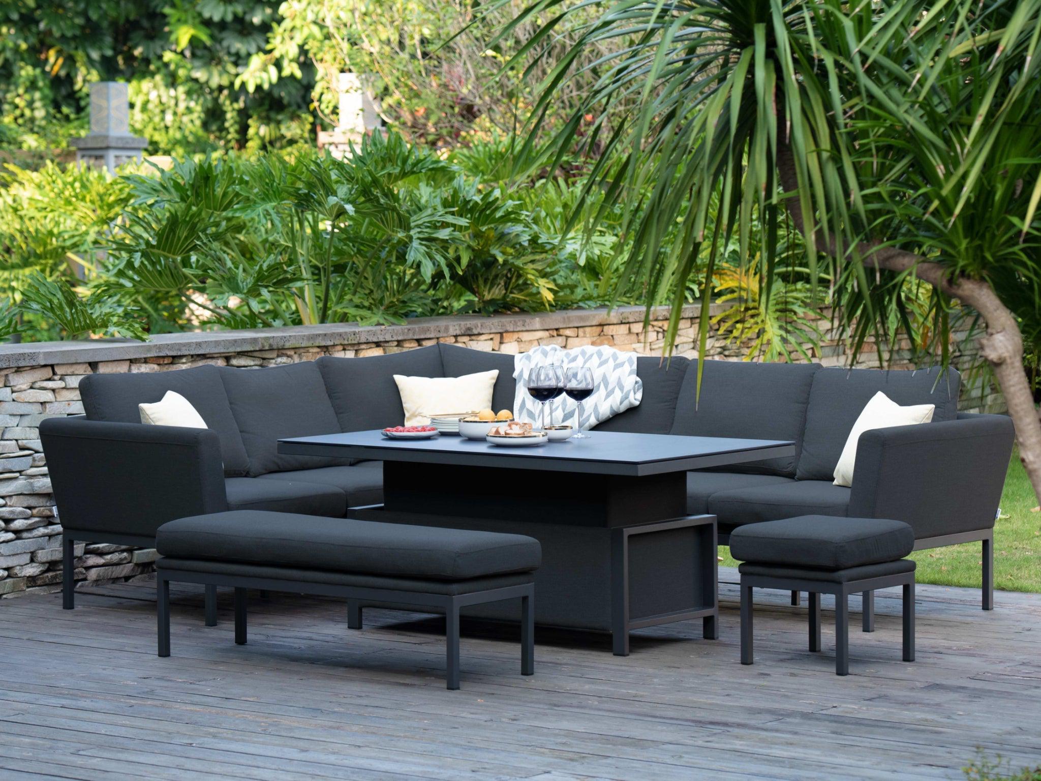 SIMPO Pulse 5-Piece Outdoor Modular Lounge Setting (Rectangle) — Charcoal