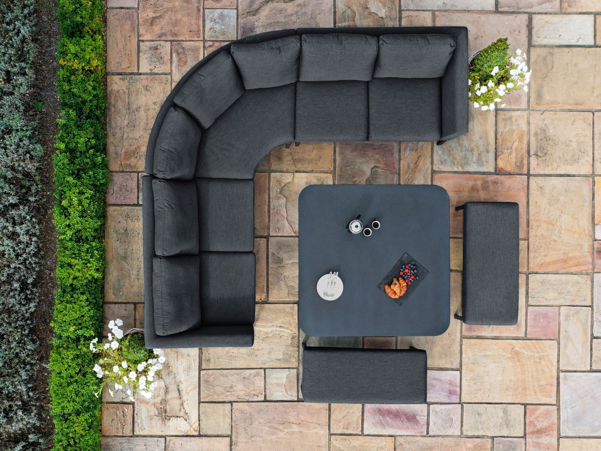 SIMPO Pulse 6-Piece Outdoor Modular Lounge Setting (Square) — Charcoal